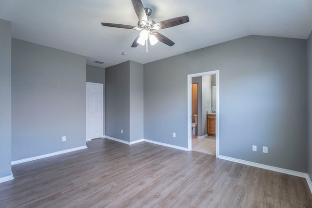 3106 Connor Ln, Wylie, TX 75098 - unfurnished room featuring ceiling fan, wood finished floors, and vaulted ceiling