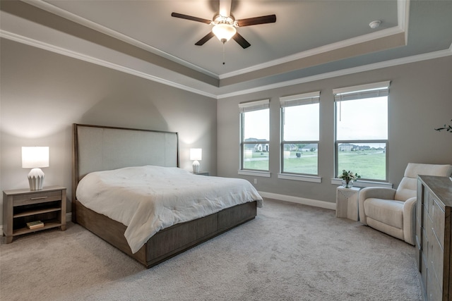 1301 Wilderness Ln, Forney, TX 75126 - bedroom featuring a raised ceiling, carpet floors, crown molding, and ceiling fan