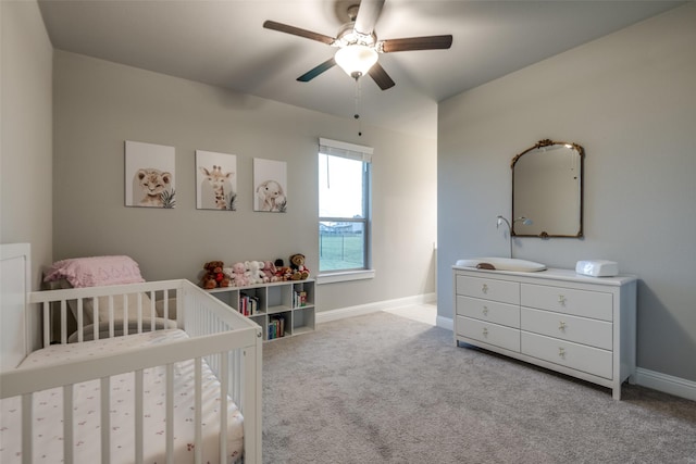 1301 Wilderness Ln, Forney, TX 75126 - carpeted bedroom featuring a nursery area and ceiling fan