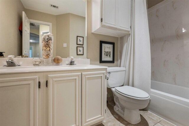 901 Brown Trl, Coppell, TX 75019 - bathroom with double vanity, tile patterned flooring, and shower / bath combination with curtain