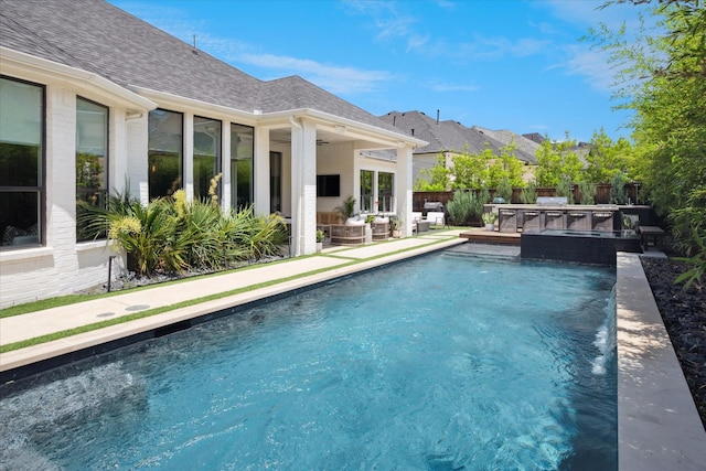 15111 Spider Lily Rd, Frisco, TX 75035 - view of swimming pool with a fenced backyard, outdoor lounge area, and a patio area