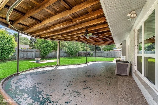 858 River Rd, Shreveport, LA 71105 - fenced backyard featuring a patio and ceiling fan
