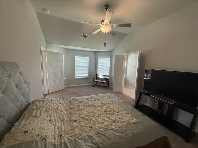 8932 Lantana Meadow Dr, Fort Worth, TX 76131 - bedroom featuring carpet flooring, lofted ceiling, and a ceiling fan
