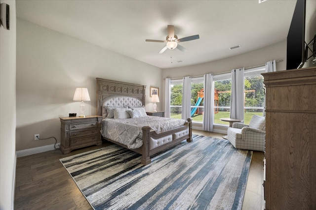 4618 Sky Harbor Dr, Rockwall, TX 75087 - bedroom with wood finished floors and a ceiling fan