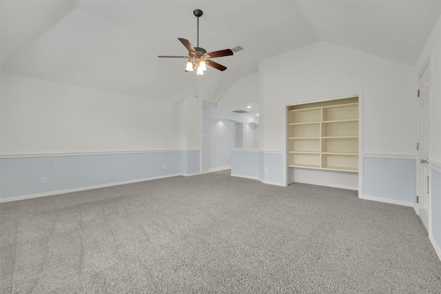 8504 Beatton Ct, Plano, TX 75025 - unfurnished living room featuring lofted ceiling, carpet flooring, and ceiling fan