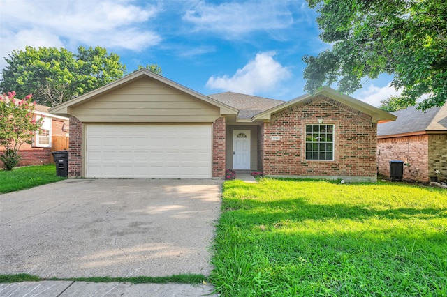 1724 Lincolnshire Way, Fort Worth, TX 76134 - ranch-style home with driveway, a garage, a front yard, and brick siding