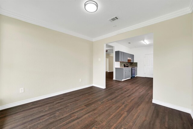 1724 Lincolnshire Way, Fort Worth, TX 76134 - unfurnished living room with dark wood-type flooring and ornamental molding