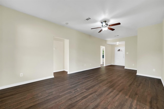 1724 Lincolnshire Way, Fort Worth, TX 76134 - spare room featuring a ceiling fan and dark wood finished floors