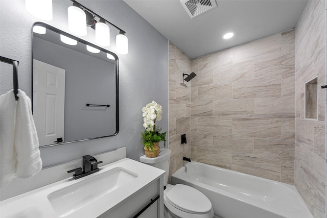 2473 W Five Mile Pkwy, Dallas, TX 75233 - full bathroom with vanity, shower / bath combination, and recessed lighting