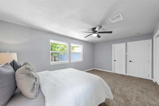 2473 W Five Mile Pkwy, Dallas, TX 75233 - bedroom with carpet floors and a ceiling fan