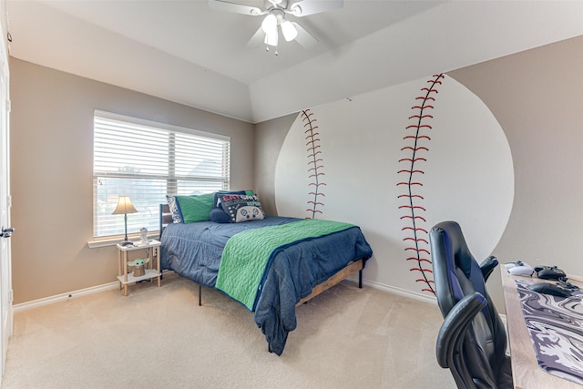 1684 Tannerson Dr, Rockwall, TX 75087 - bedroom featuring light colored carpet, a ceiling fan, and vaulted ceiling