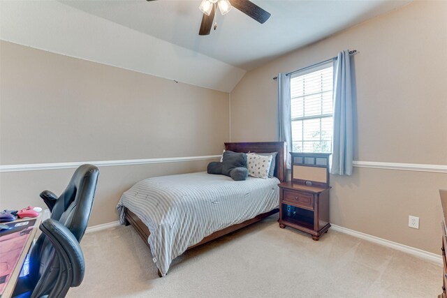 1684 Tannerson Dr, Rockwall, TX 75087 - bedroom with lofted ceiling, carpet, and ceiling fan