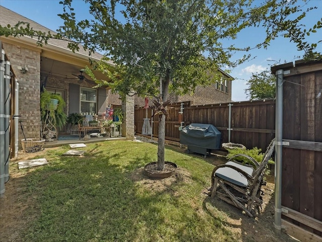 2332 Evening Stone Dr, Little Elm, TX 76227 - fenced backyard with a ceiling fan