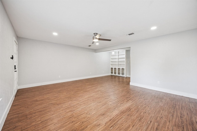 2529 W 12th St, Dallas, TX 75211 - spare room with ceiling fan, wood finished floors, and recessed lighting