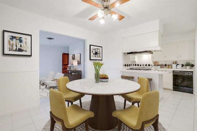 302 S Fox Ln, Burleson, TX 76028 - dining room featuring a ceiling fan and light tile patterned flooring