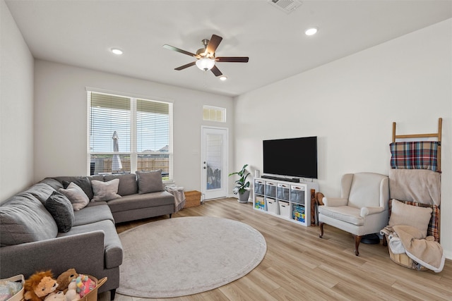3401 Beutel Rd, Lorena, TX 76655 - living area with light wood-style flooring, ceiling fan, and recessed lighting