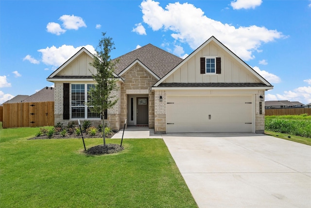 3401 Beutel Rd, Lorena, TX 76655 - view of front facade featuring board and batten siding, a shingled roof, an attached garage, driveway, and stone siding