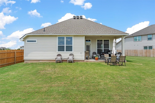 3401 Beutel Rd, Lorena, TX 76655 - back of house featuring a fenced backyard, roof with shingles, and a patio