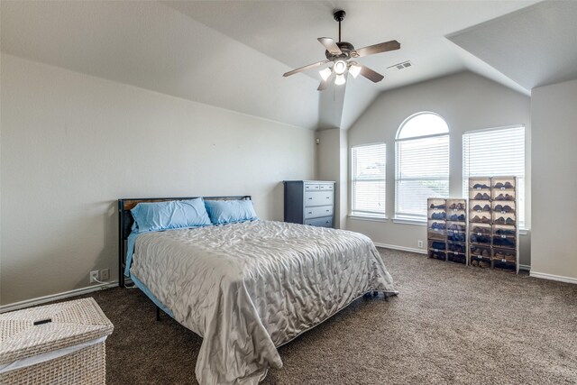 11398 Pear Ridge Dr, Frisco, TX 75035 - carpeted bedroom with lofted ceiling and ceiling fan