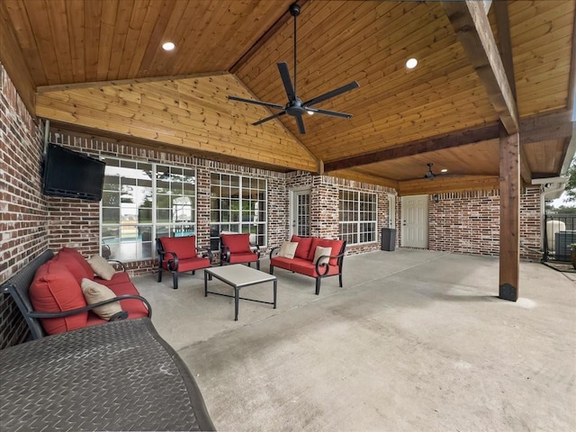 10353 W Dublin Dr, Forney, TX 75126 - view of patio / terrace with outdoor lounge area and a ceiling fan