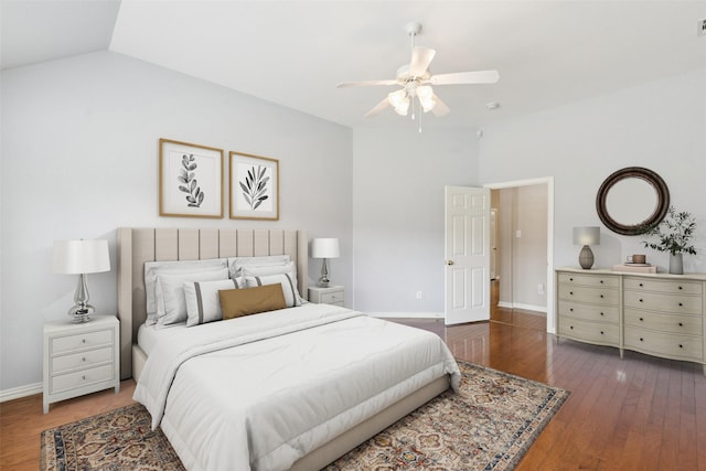 4069 White Porch Rd, Plano, TX 75024 - bedroom featuring wood finished floors, ceiling fan, and lofted ceiling
