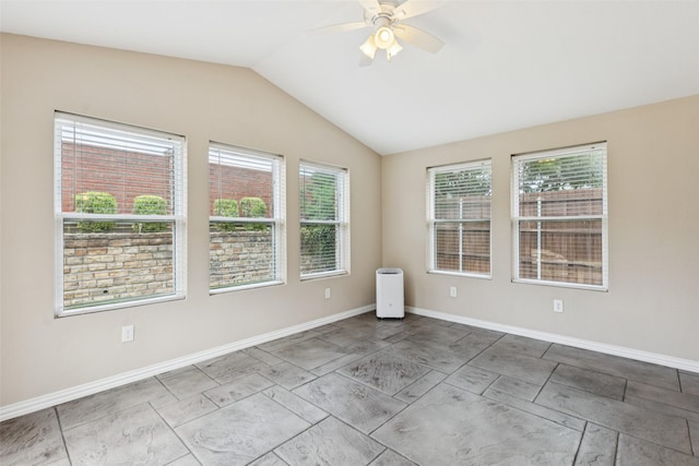 4069 White Porch Rd, Plano, TX 75024 - empty room featuring lofted ceiling and a ceiling fan