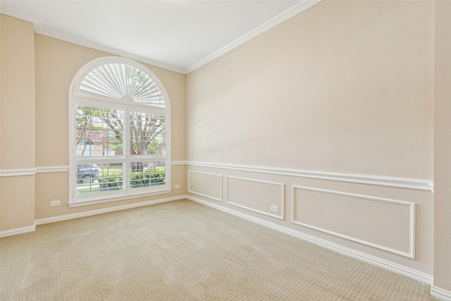 4069 White Porch Rd, Plano, TX 75024 - unfurnished room featuring crown molding, carpet, and a wainscoted wall