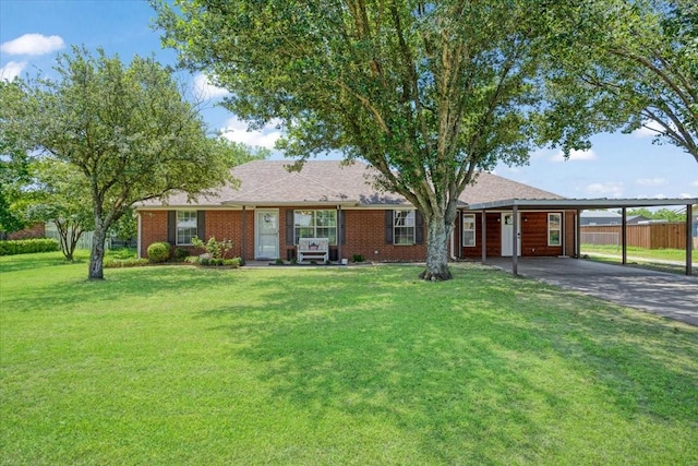 900 Amy Way, Bonham, TX 75418 - ranch-style home featuring an attached carport, driveway, and brick siding