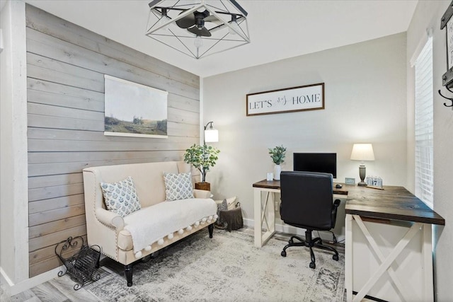 900 Amy Way, Bonham, TX 75418 - home office featuring wood walls and wood finished floors