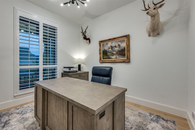 11405 Antler Ridge Way, Argyle, TX 76226 - home office with light wood finished floors and a chandelier