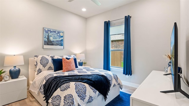 2809 Burgundy Trl, Rowlett, TX 75088 - bedroom featuring wood finished floors, recessed lighting, and a ceiling fan