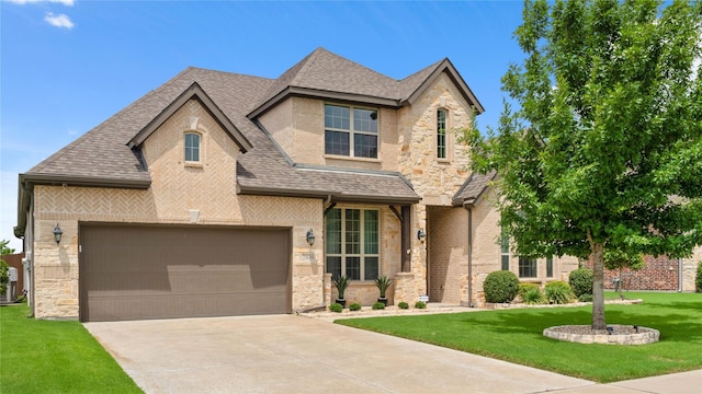 2809 Burgundy Trl, Rowlett, TX 75088 - view of front of house featuring stone siding, driveway, and roof with shingles