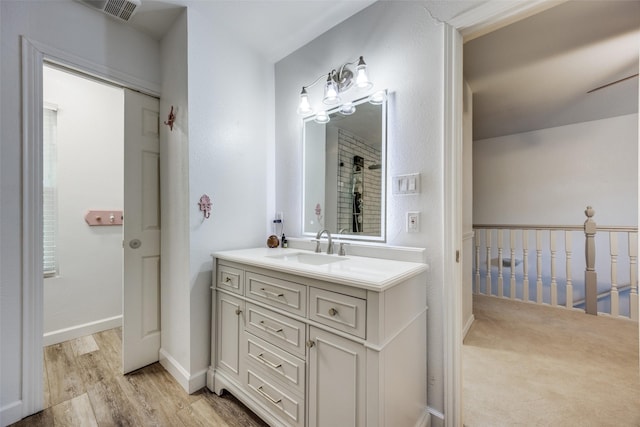 191 Black Forest Dr, Pottsboro, TX 75076 - bathroom featuring vanity, wood finished floors, and a shower