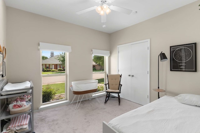 6207 Crested Butte Dr, Dallas, TX 75252 - carpeted bedroom with ceiling fan and a closet