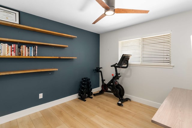 6207 Crested Butte Dr, Dallas, TX 75252 - workout area with ceiling fan and wood finished floors