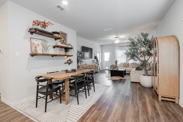 1447 Rolling Fox Dr, Forney, TX 75126 - dining room with ceiling fan and wood finished floors