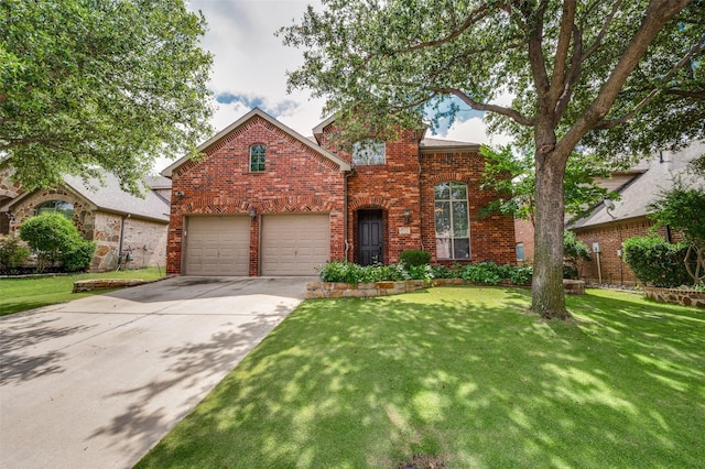 5914 Brookhill Ln, Frisco, TX 75034 - traditional-style home with brick siding, concrete driveway, and a front lawn