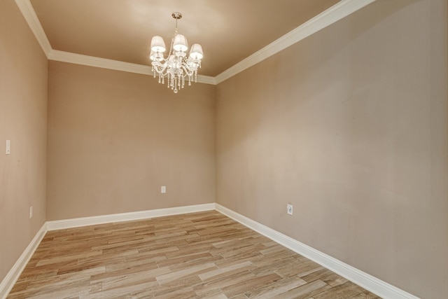 924 Via Barcelona, Mesquite, TX 75150 - empty room featuring a chandelier, light wood-style floors, and ornamental molding