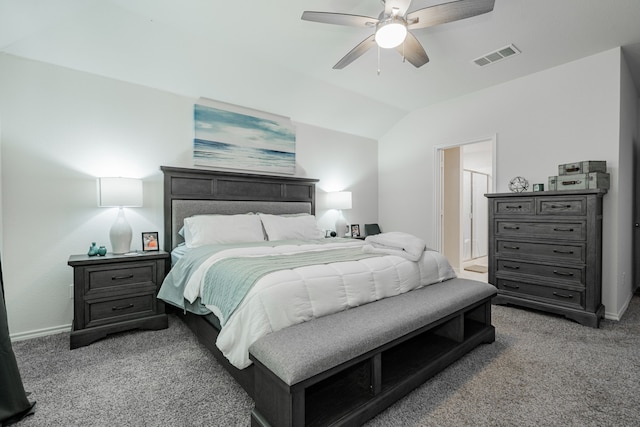 3216 Everly Dr, Fate, TX 75189 - carpeted bedroom with lofted ceiling and ceiling fan