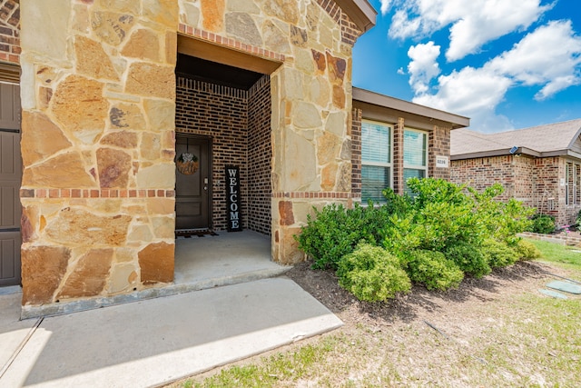 3216 Everly Dr, Fate, TX 75189 - doorway to property featuring stone siding and brick siding