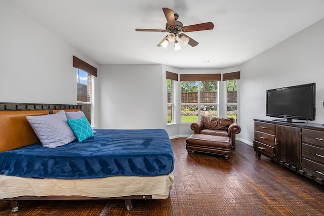 3912 Appleton Ln, Flower Mound, TX 75022 - bedroom featuring multiple windows, wood finished floors, and ceiling fan