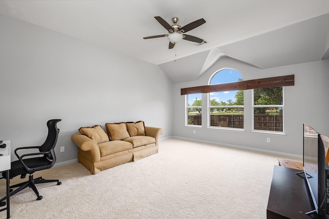 3912 Appleton Ln, Flower Mound, TX 75022 - carpeted office space featuring a ceiling fan and vaulted ceiling