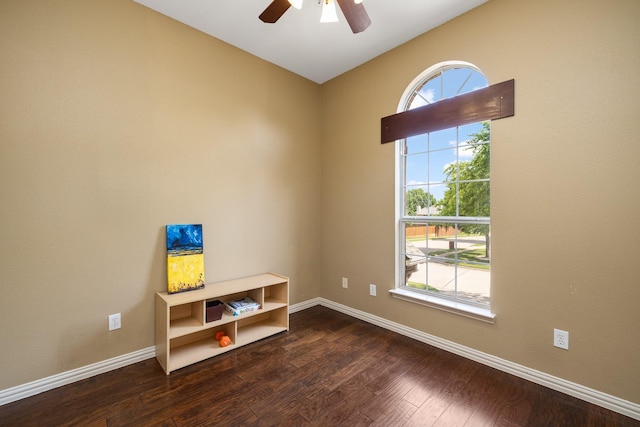 3912 Appleton Ln, Flower Mound, TX 75022 - spare room with a ceiling fan and dark wood-type flooring