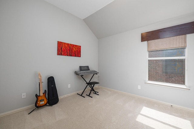 3912 Appleton Ln, Flower Mound, TX 75022 - miscellaneous room with lofted ceiling and carpet