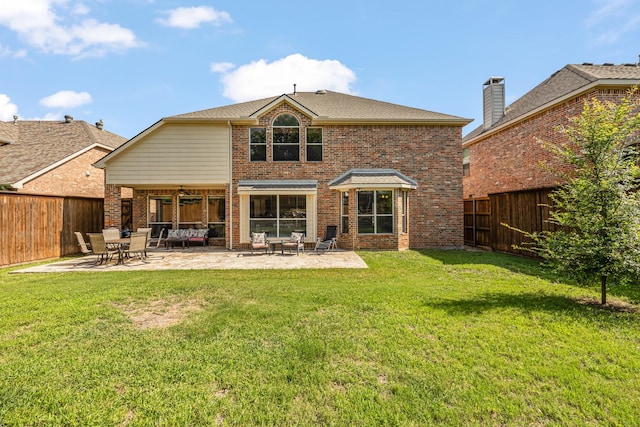 3912 Appleton Ln, Flower Mound, TX 75022 - rear view of property with brick siding, a fenced backyard, and a patio