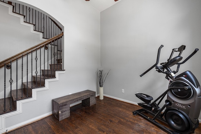 3912 Appleton Ln, Flower Mound, TX 75022 - workout room featuring wood finished floors and vaulted ceiling