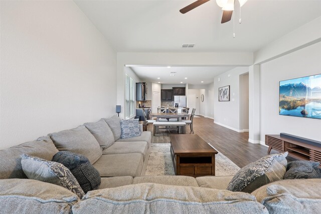 1083 Admiral Dr, Azle, TX 76020 - living area featuring wood finished floors and a ceiling fan