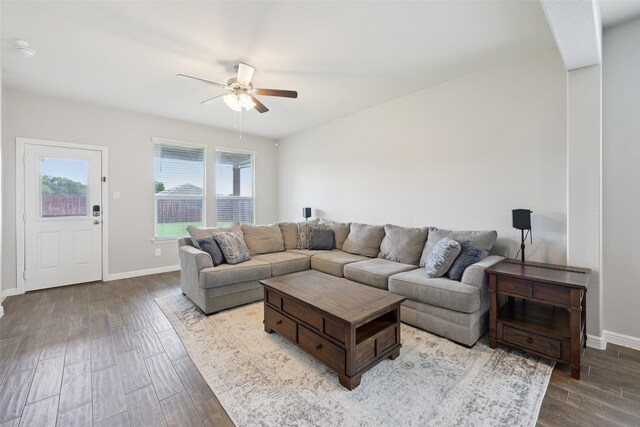 1083 Admiral Dr, Azle, TX 76020 - living area with a ceiling fan and wood finished floors
