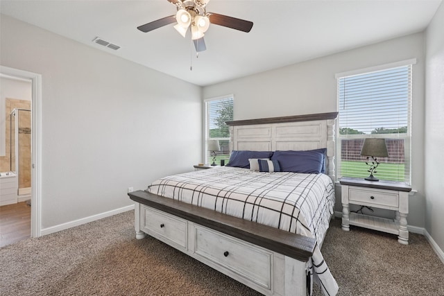 1083 Admiral Dr, Azle, TX 76020 - bedroom featuring carpet flooring, a ceiling fan, and ensuite bathroom