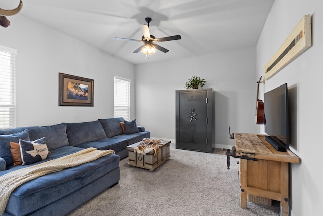 301 Aviara Ct, Poolville, TX 76487 - living area featuring carpet flooring and ceiling fan